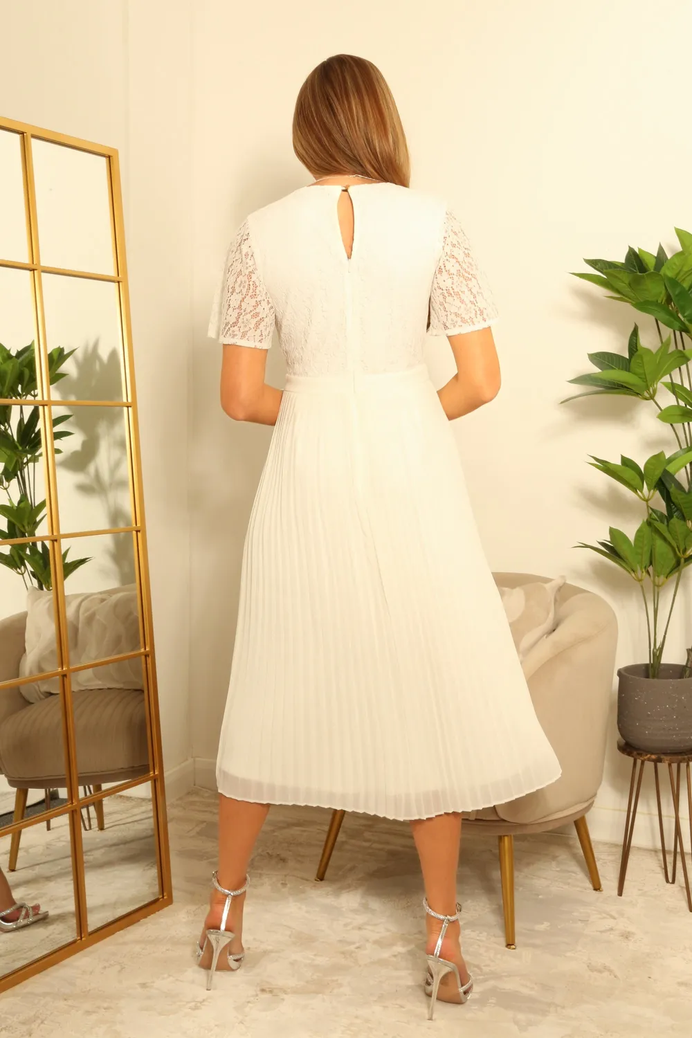 Double Second Fixed Wrap abito pizzo bianco chiffon