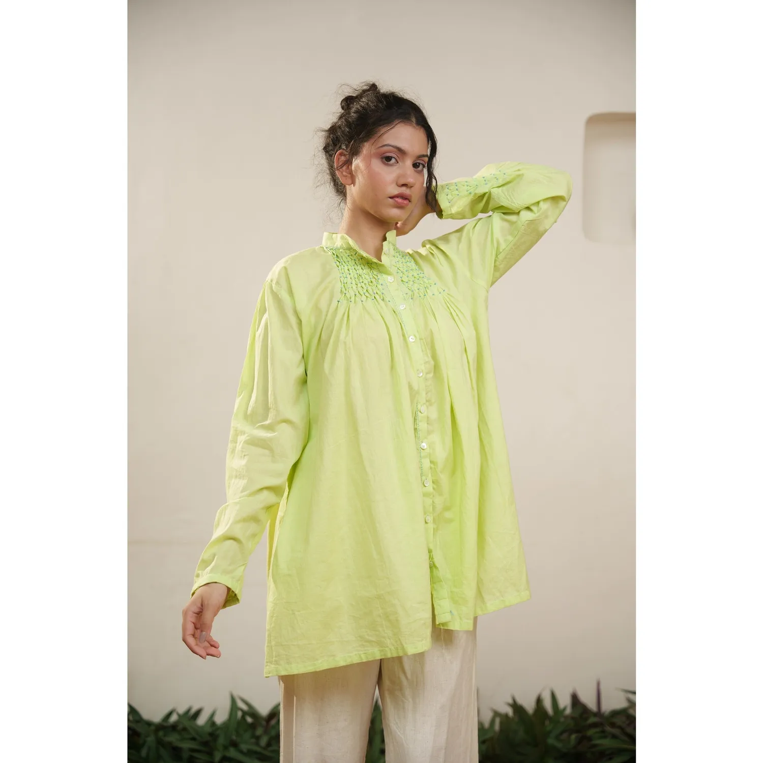 Our Dve Capsule 13 top verde cotone loose fit