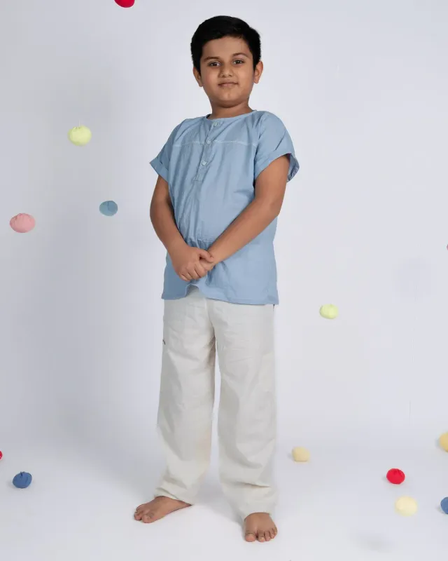 Our Dve Mini Elite Co-ord Set completo bimbo blu cotone