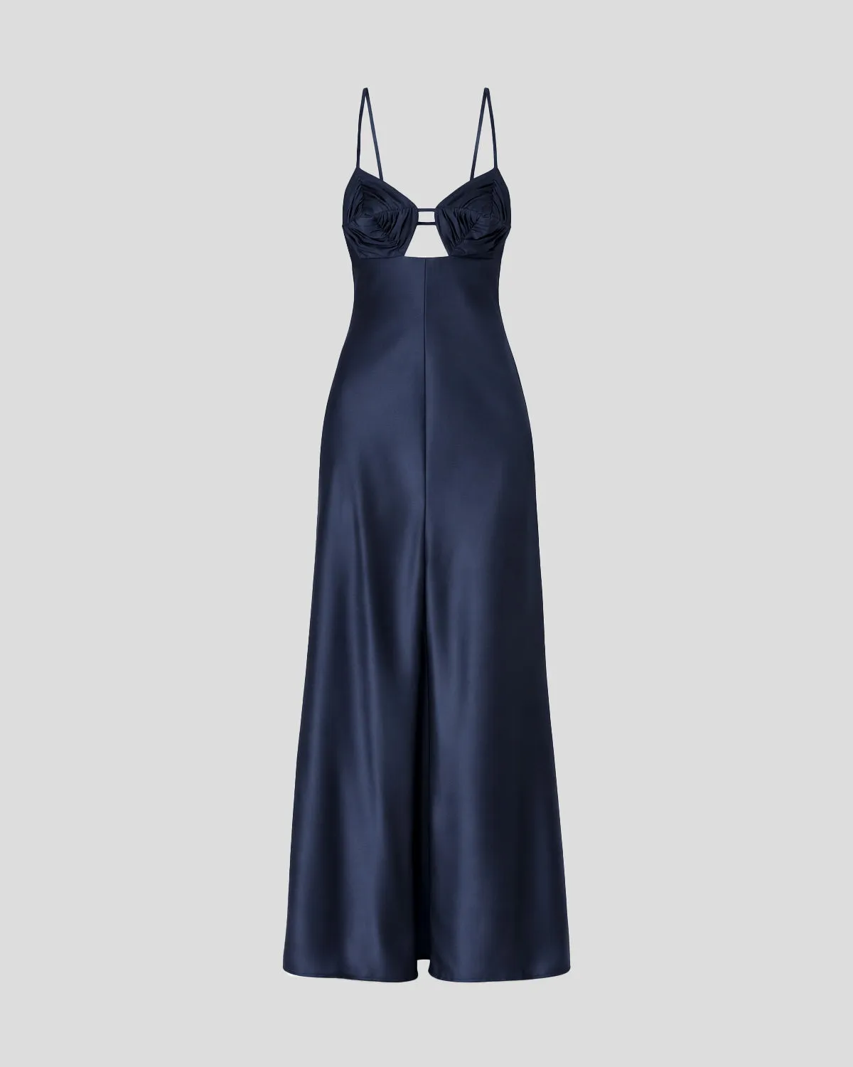 Violante Nessi Rodari abito blu satin schiena scoperta