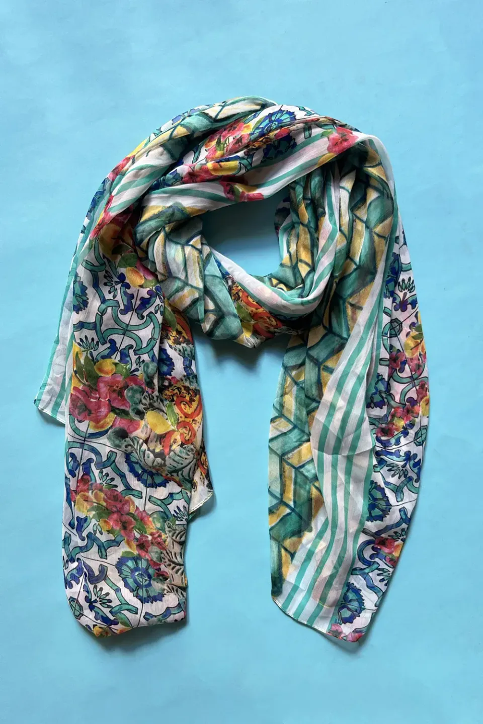 Antica Sartoria DV1795 foulard turchese maioliche