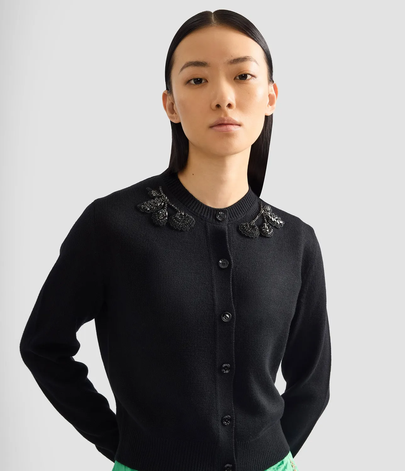 Erdem Cardigan Lana Merino Ricamato Perline
