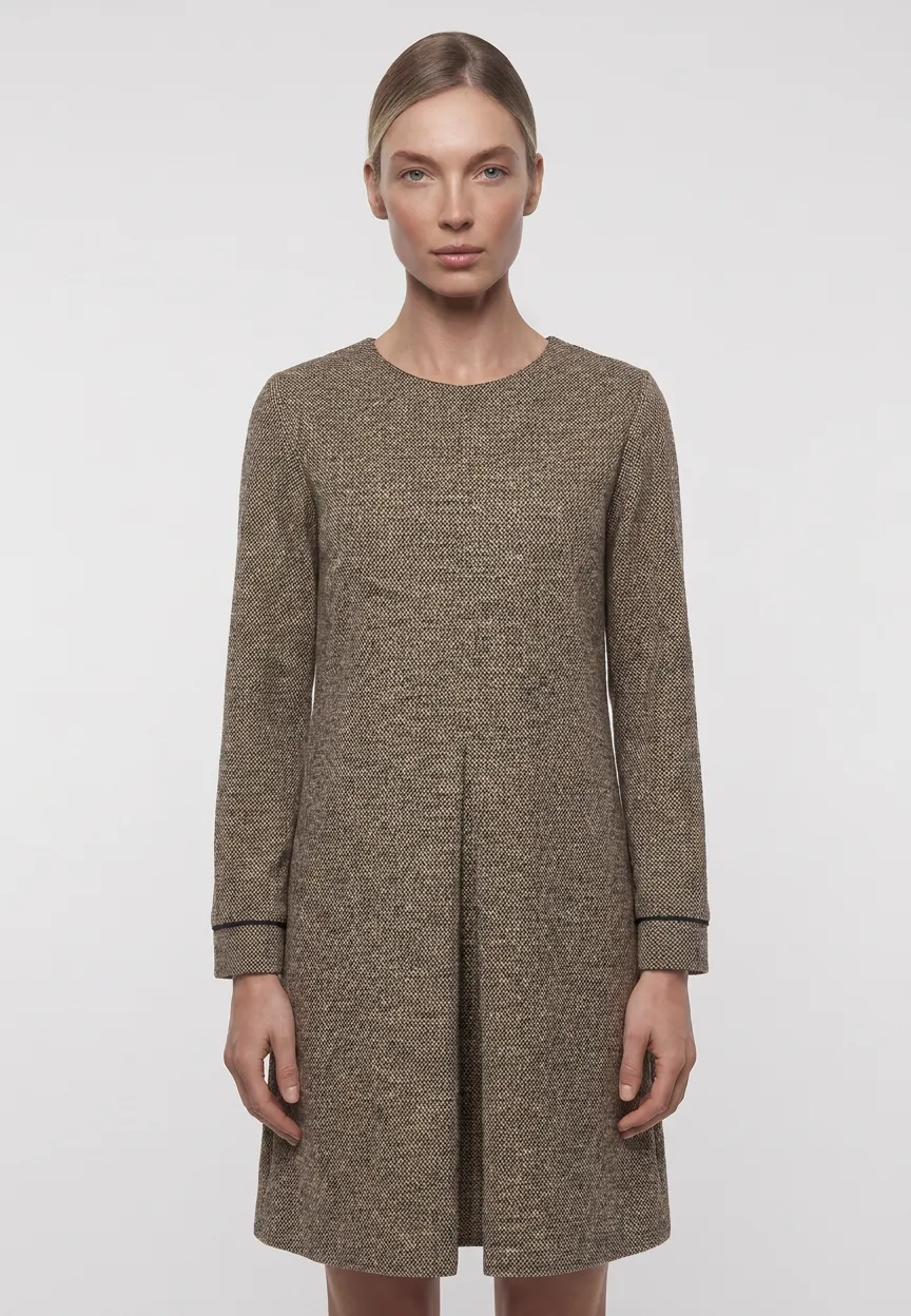 Ana Alcazar Emoranette abito tweed beige linea A