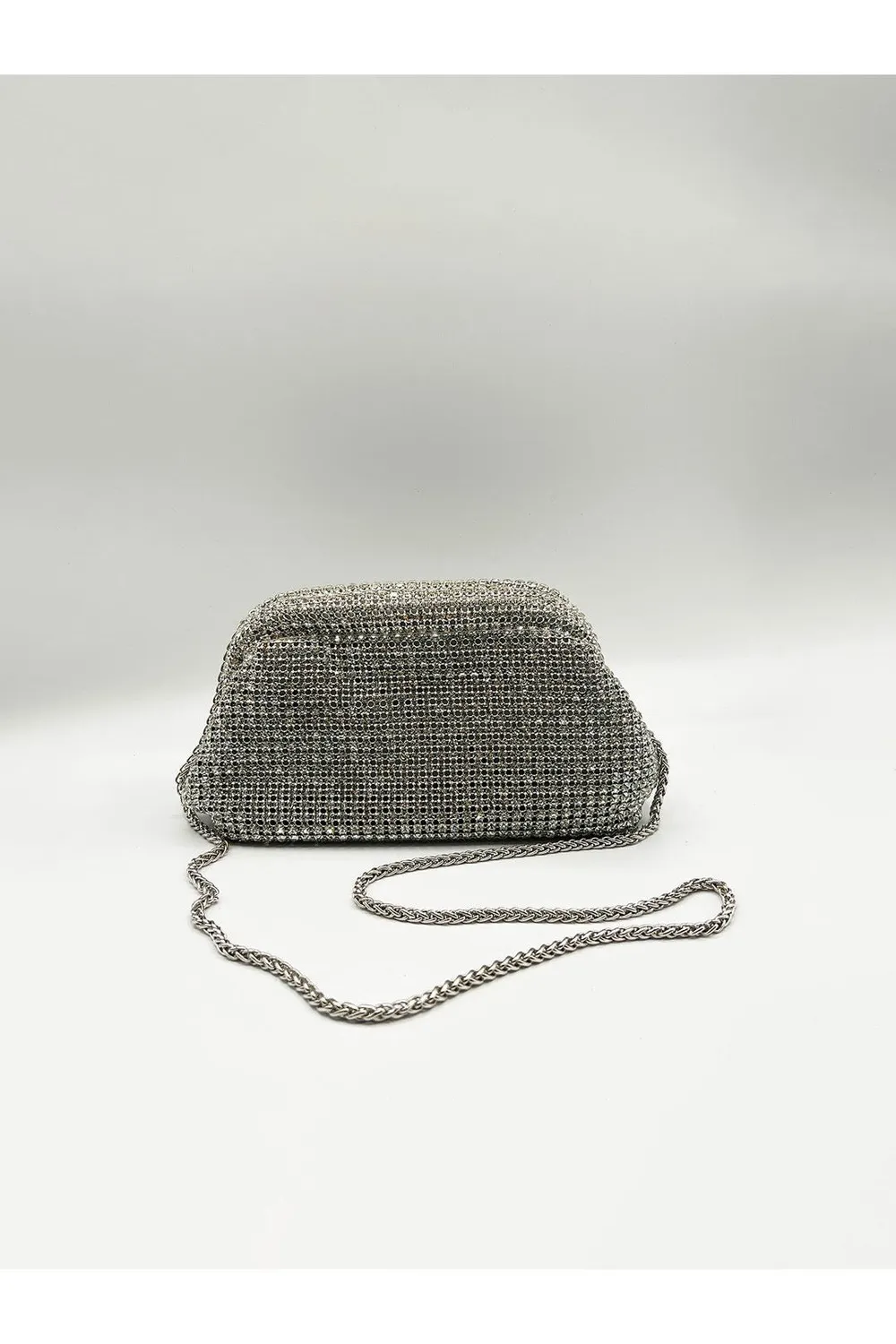 SVNX Crystal Pouch clutch argento pochette sera