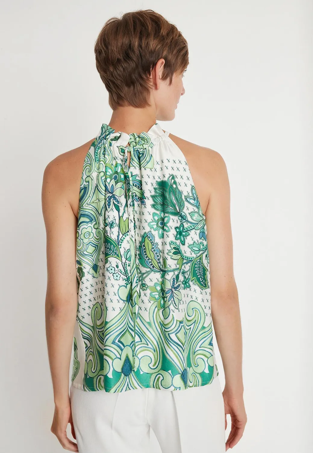 Ana Alcazar Lasiry top halter fantasia foglie