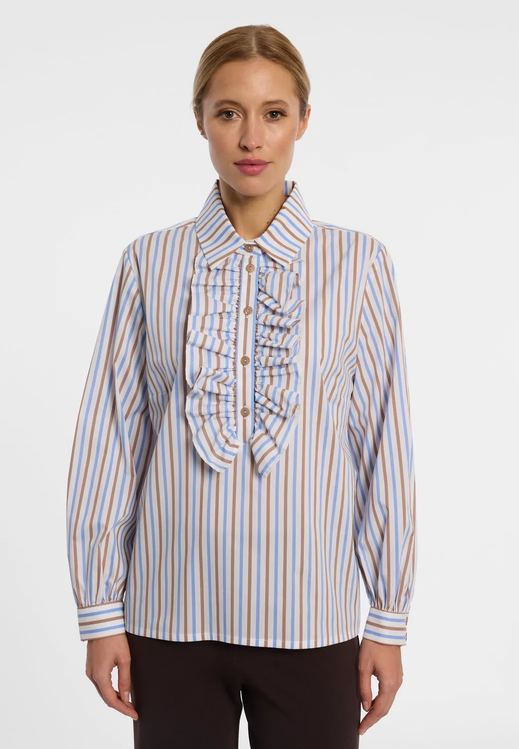 Ana Alcazar Evamari blusa panna righe jabots
