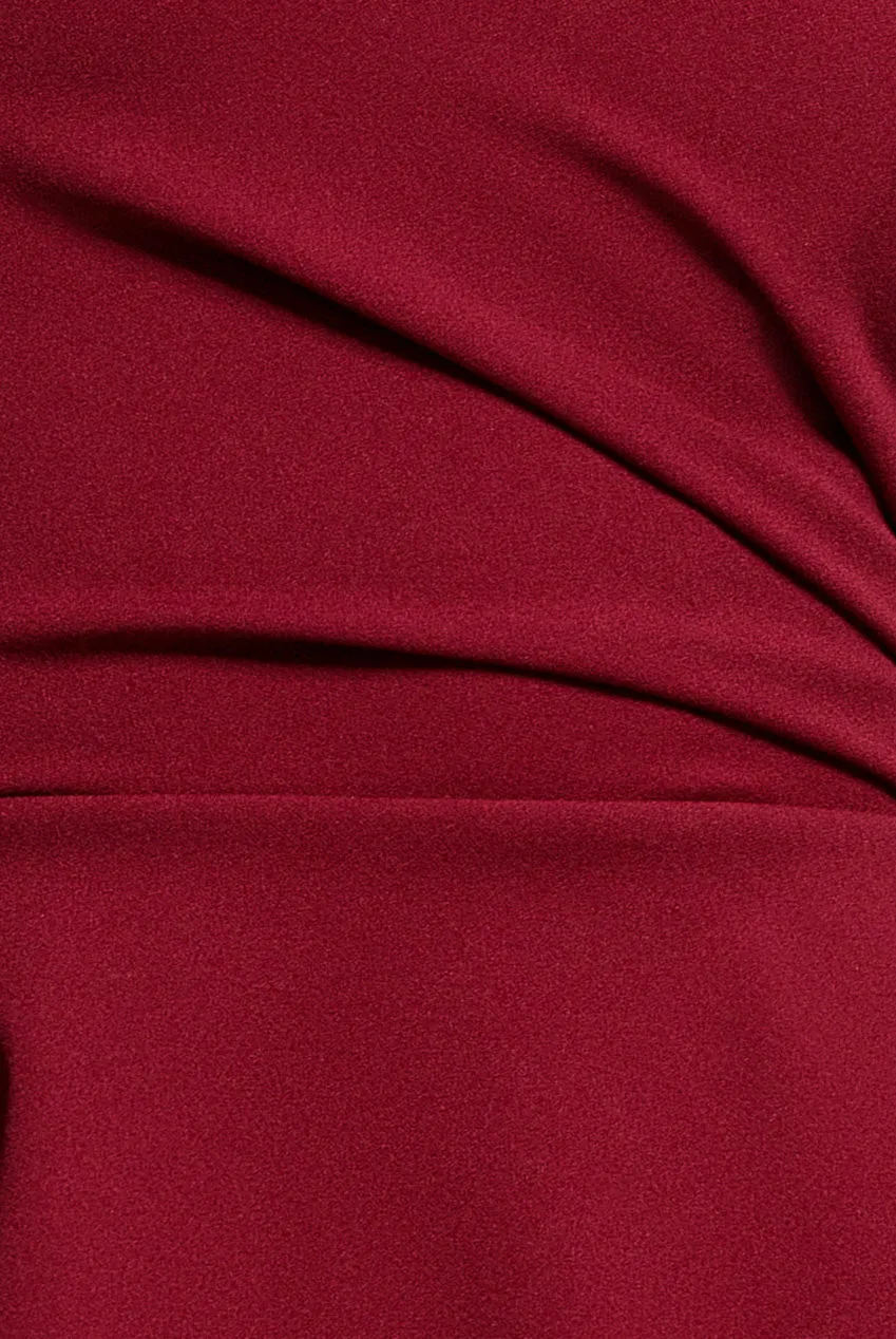 Goddiva Peplum Scuba abito maxi bordeaux scollo cuore sirena