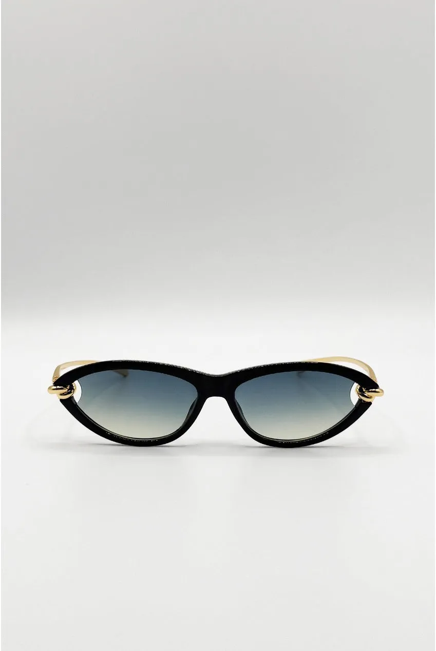 SVNX Bold Oval Angular occhiali da sole neri UV400