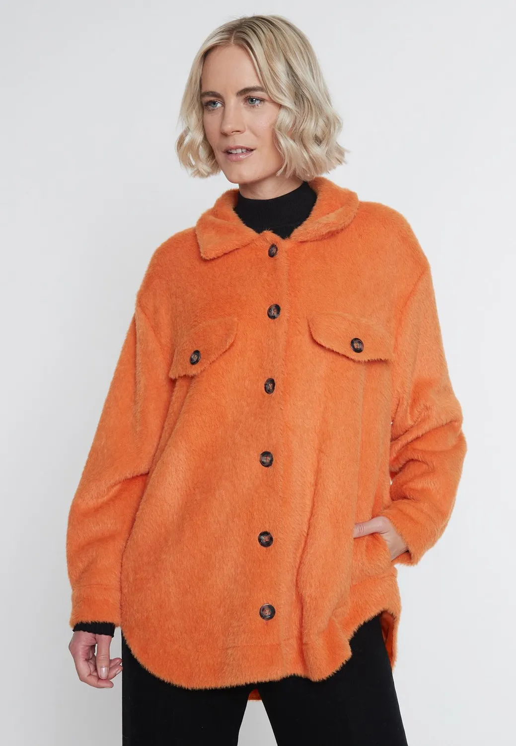 Ana Alcazar Mabis camicia giacca teddy arancione