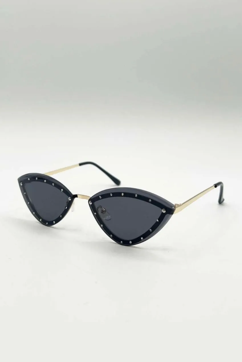 SVNX Diamante Occhiali da Sole Cat-Eye Neri Taglia Unica