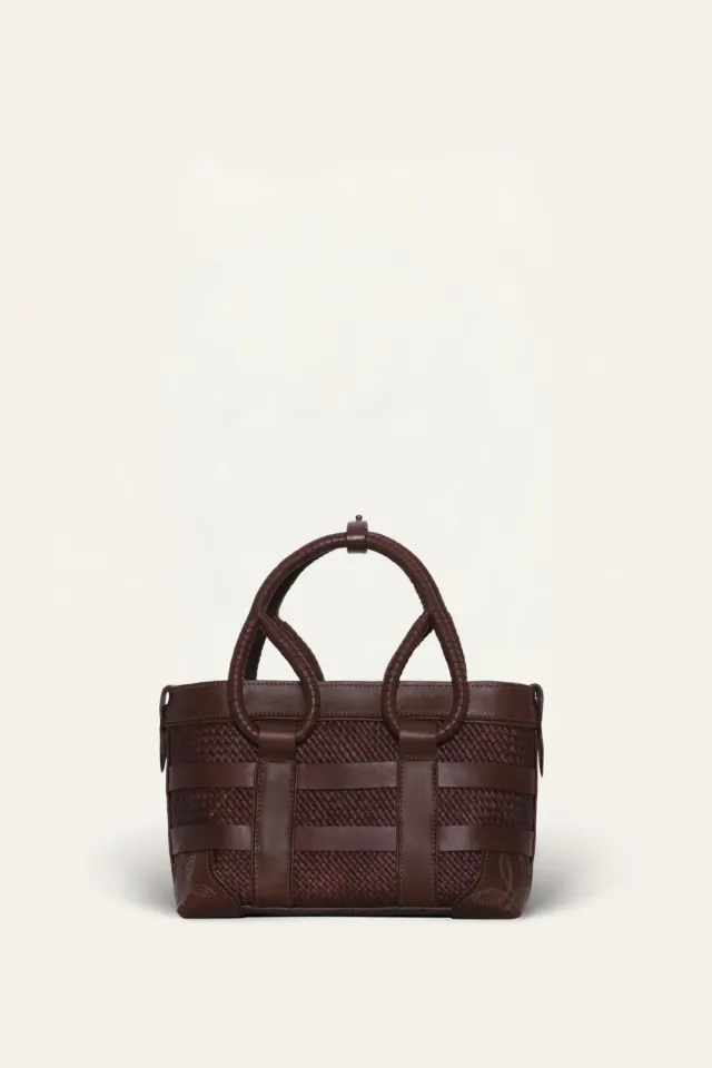 Johanna Ortiz Heritage mini tote iraca marrone pelle