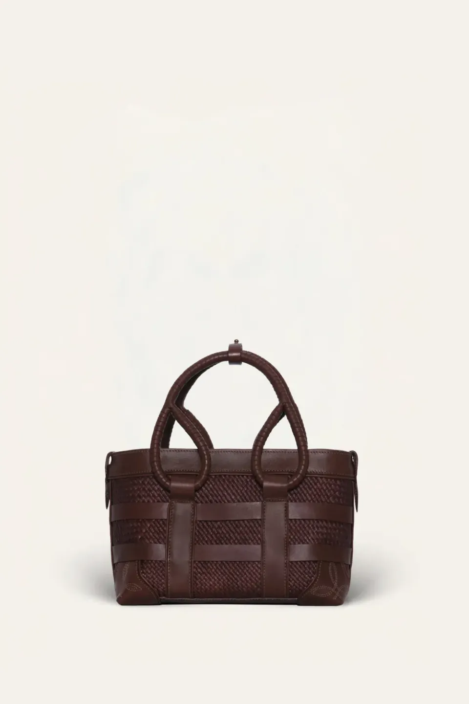 Johanna Ortiz Heritage mini tote iraca marrone pelle