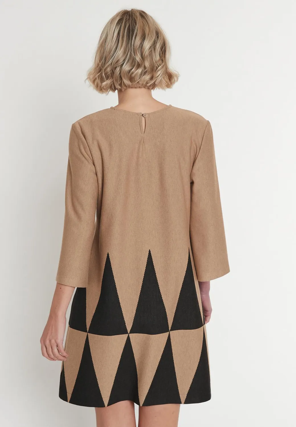 Ana Alcazar Mila abito linea A fantasia nero beige