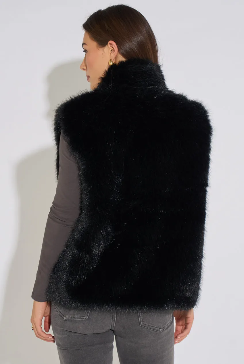 Gini London Boxy Gilet Pelliccia Ecologica Nero S-XL