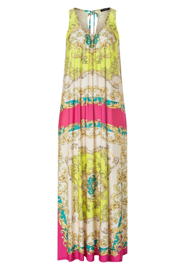 Ana Alcazar Konea abito maxi lungo stampa foulard