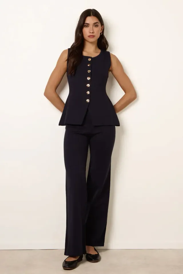 Blue Vanilla Gold Button completo 2 pezzi blu navy