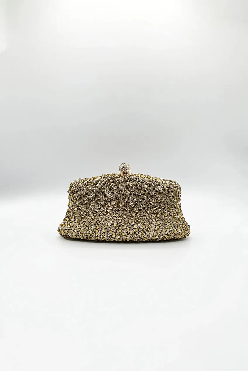 SVNX Embellished Clutch pochette oro con catena