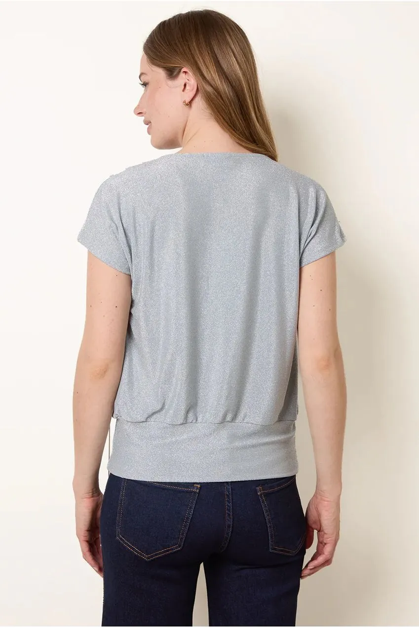 Blue Vanilla Lurex Metallic top blu S/M elasticizzato