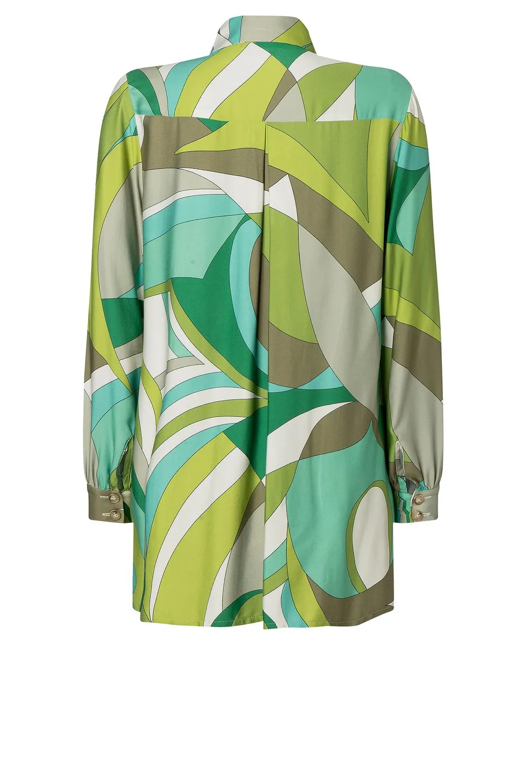 Ana Alcazar Risti camicia raso verde fantasia