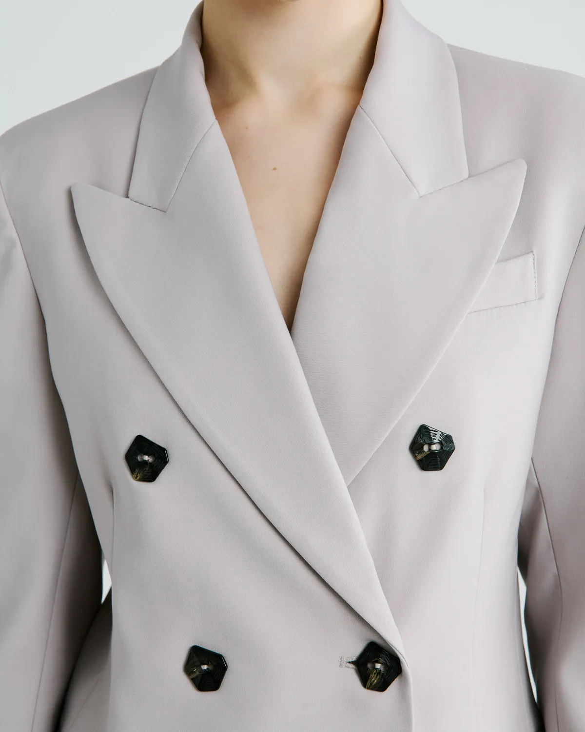Violante Nessi Sugar blazer doppiopetto taupe crepe lana