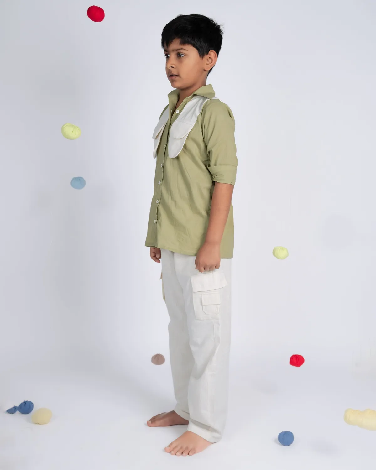 Our Dve Classic Charm completo bambino verde beige cotone