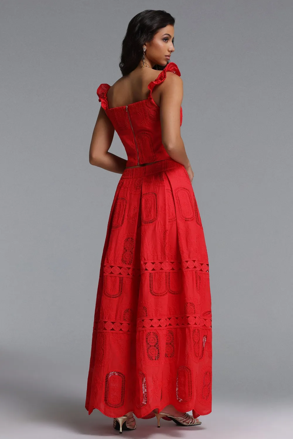 Bella Barnett Lali Resort coordinato rosso scollo a V