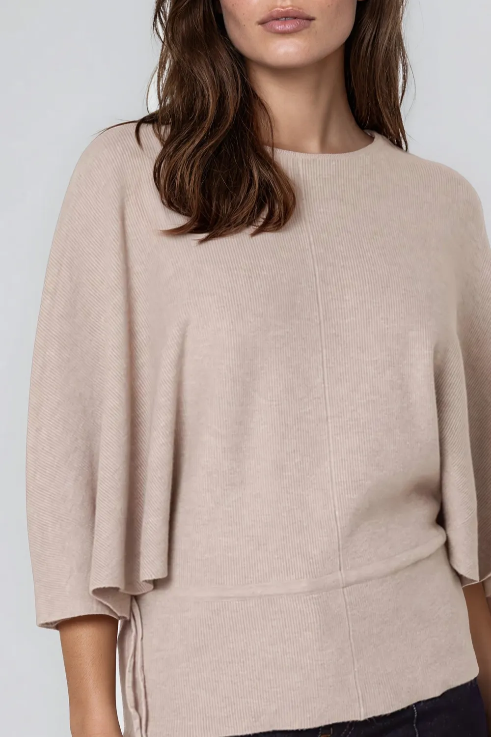 Aftershock Tie Waist maglione beige manica pipistrello
