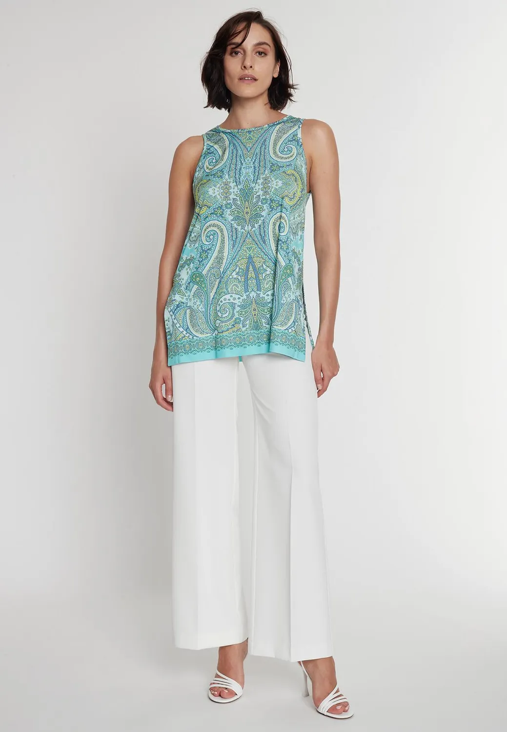 Ana Alcazar Piddy top paisley azzurro smanicato