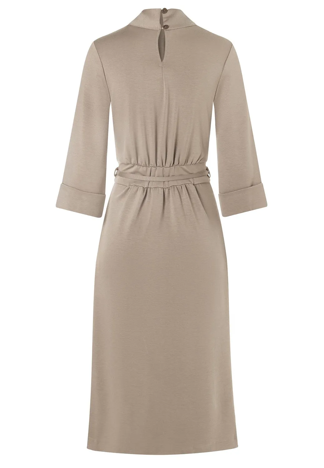 Ana Alcazar Hegly abito midi jersey beige collo alto
