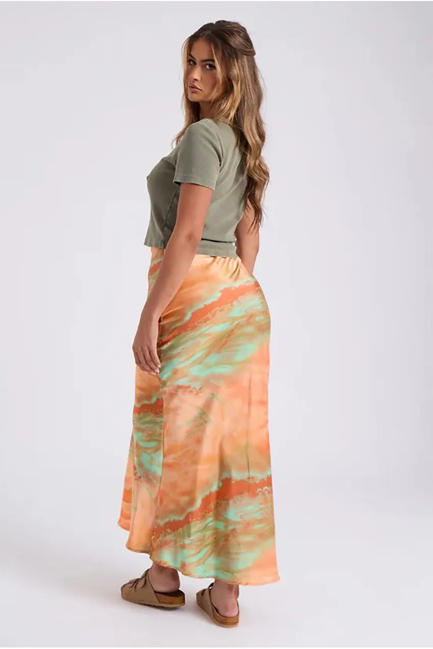 Goddiva Urban Bliss gonna lunga tie dye multicolor sbieco