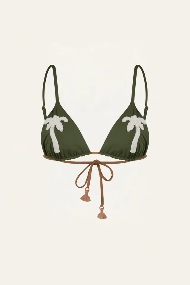 Johanna Ortiz Palms Sunrise top bikini triangolo verde lycra