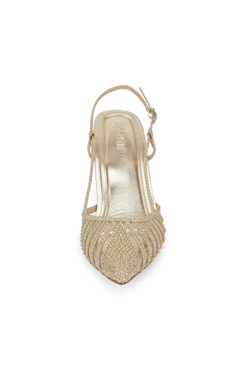 Malow London Selena décolleté slingback neri tacco 8,5