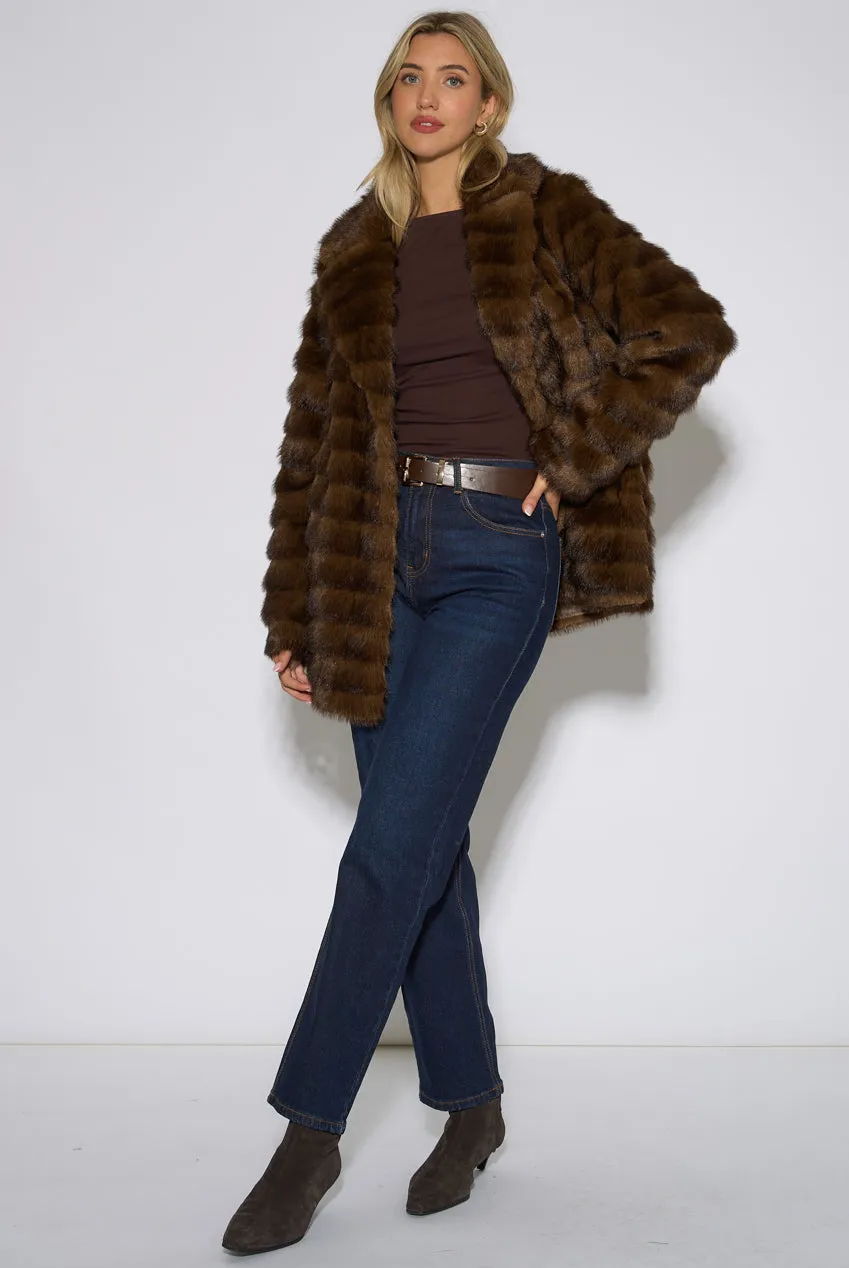 Gini London Two Tone giacca pelliccia marrone lunga