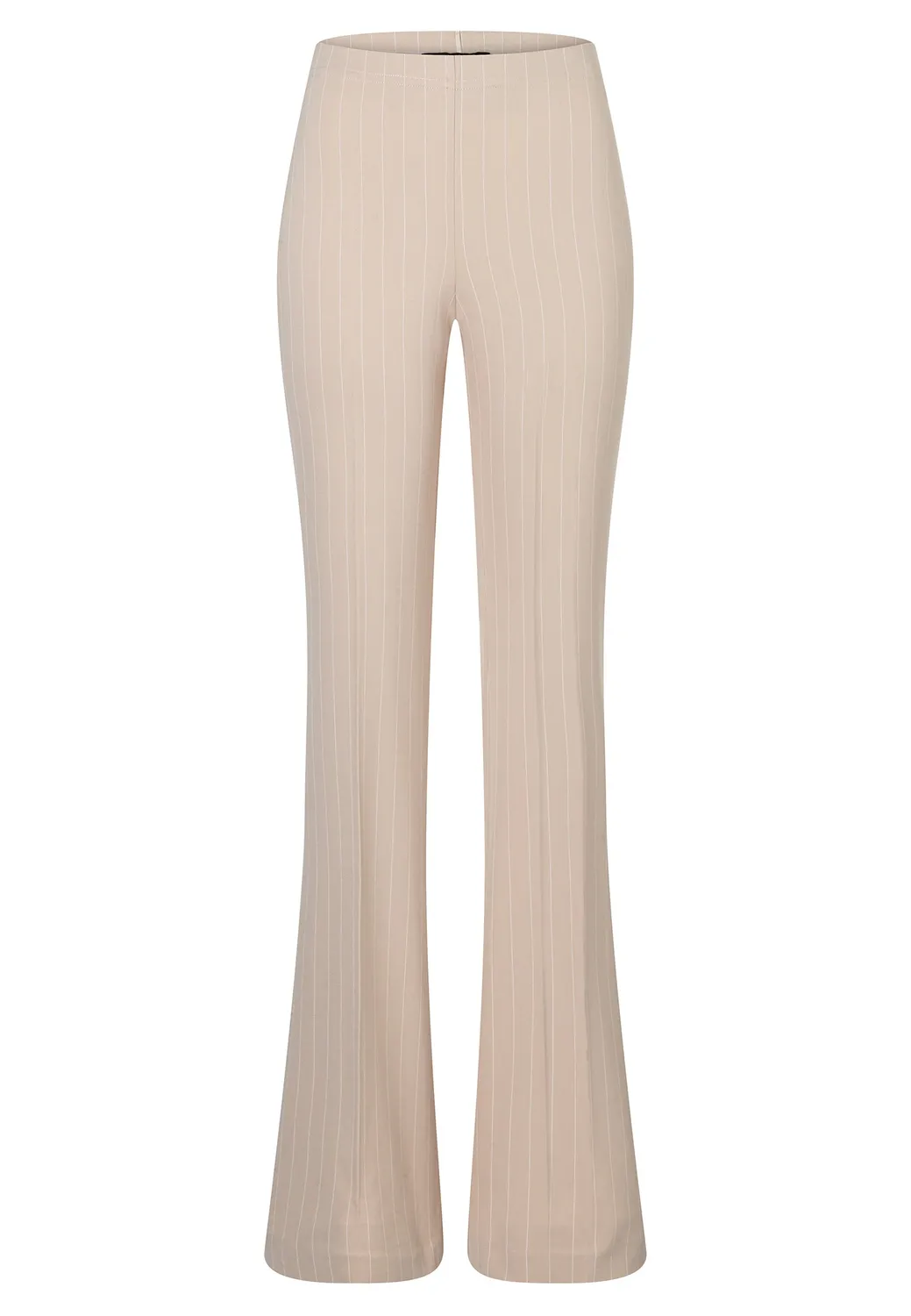 Ana Alcazar Divia pantaloni zampa beige gessati vita alta