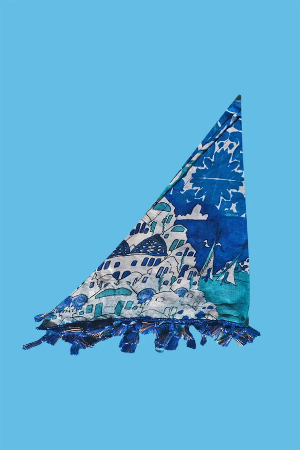 Antica Sartoria Maioliche DV2119 foulard triangolo blu cotone