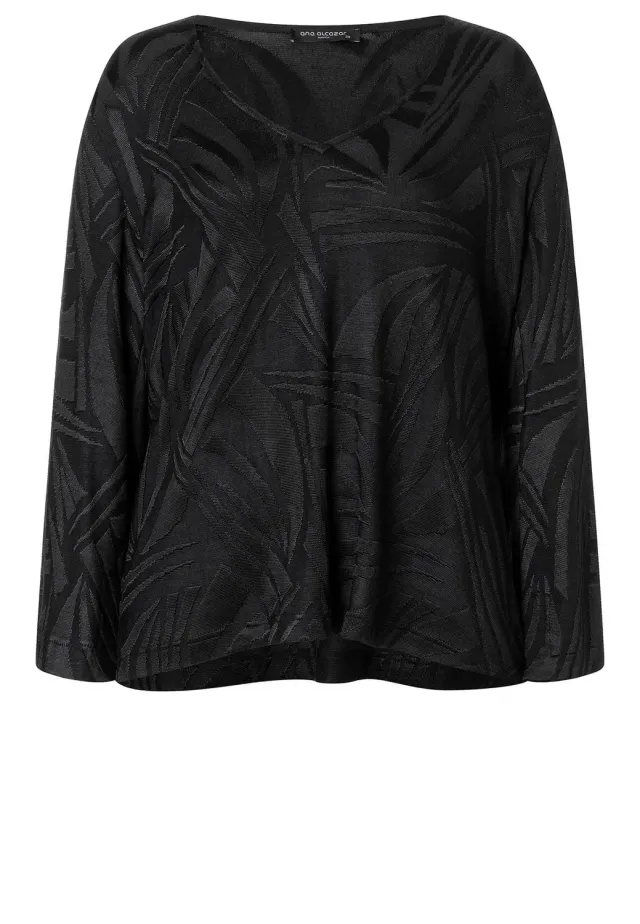 Ana Alcazar Sonea V-Top top nero in viscosa devoré