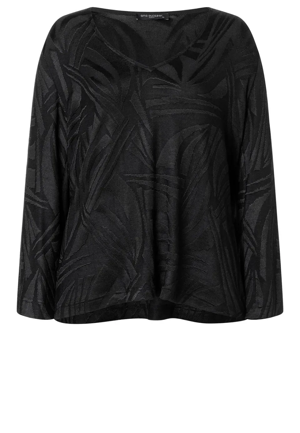 Ana Alcazar Sonea V-Top top nero in viscosa devoré