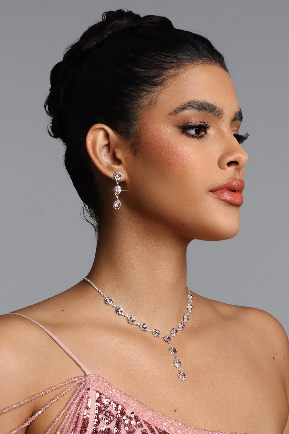 Bella Barnett Uri parure rosa cristalli a Y