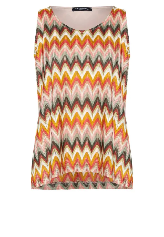 Ana Alcazar Polea top maglia terra motivo zigzag