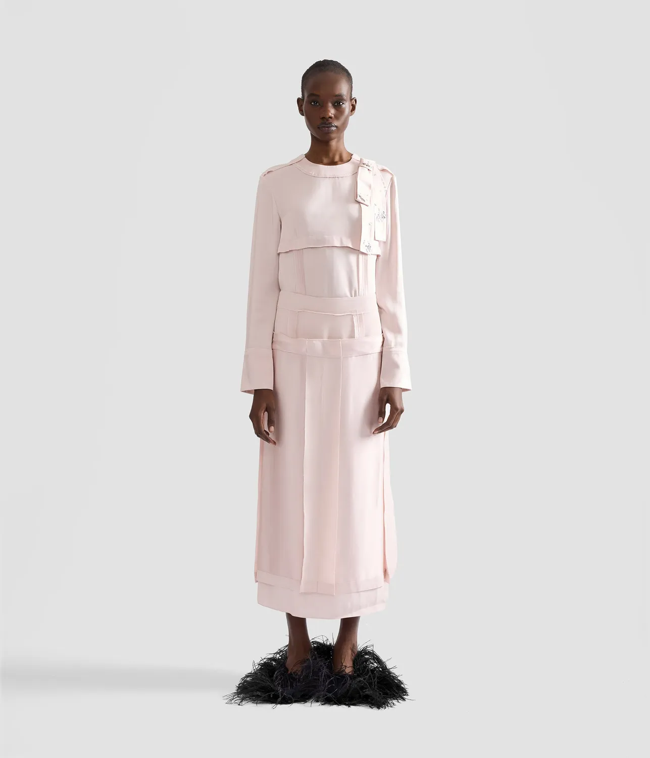Erdem Satin Cady camicia maniche lunghe raso slim
