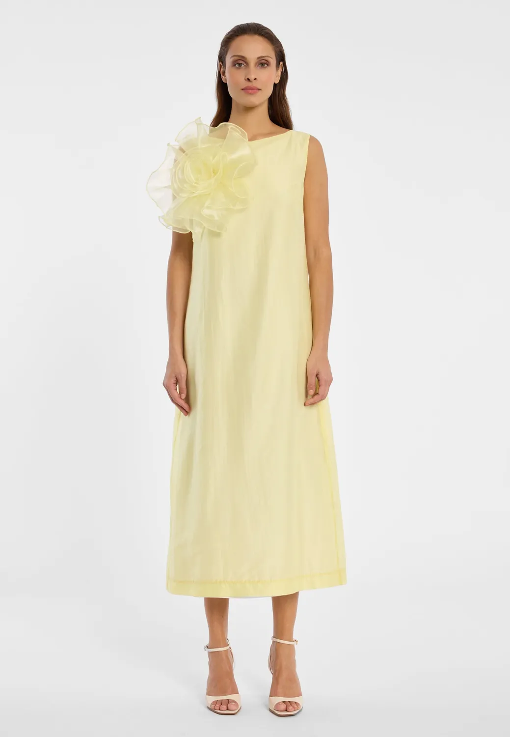Ana Alcazar Dawna abito midi giallo pastello lyocell