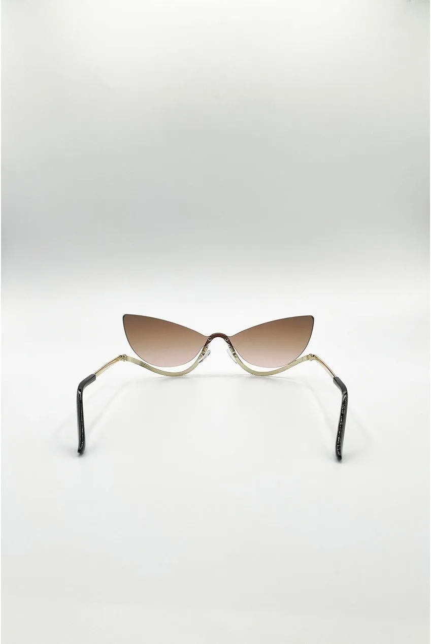 SVNX Butterfly occhiali da sole marroni strass taglia unica