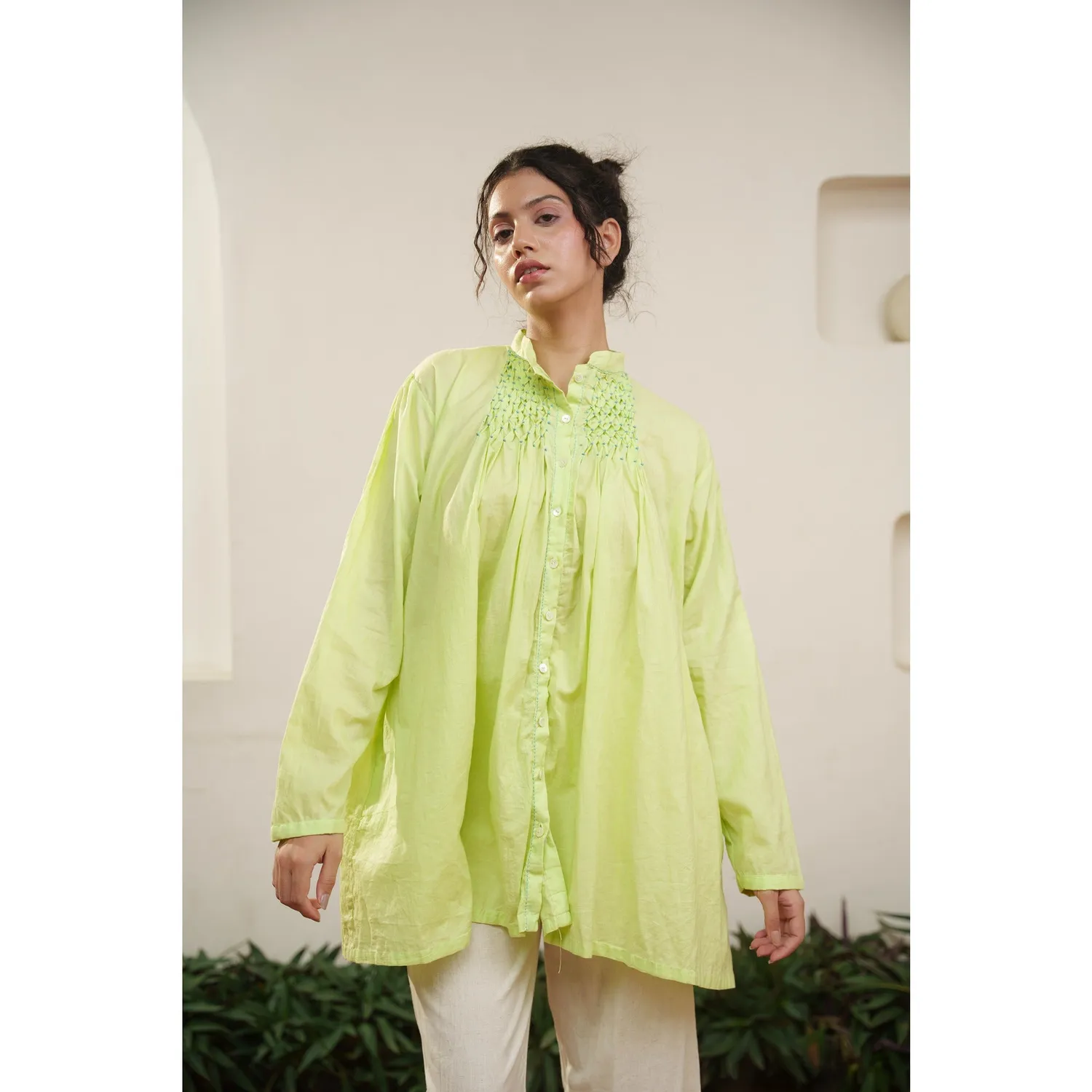 Our Dve Capsule 13 top verde cotone loose fit