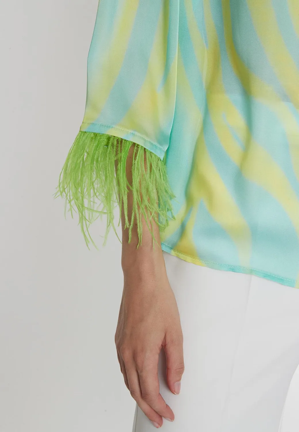 Ana Alcazar Pedmi camicetta chiffon animalier verde