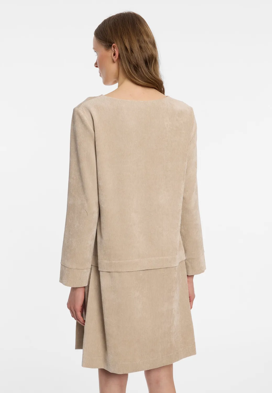 Ana Alcazar Enlive abito velluto beige gonna pieghe
