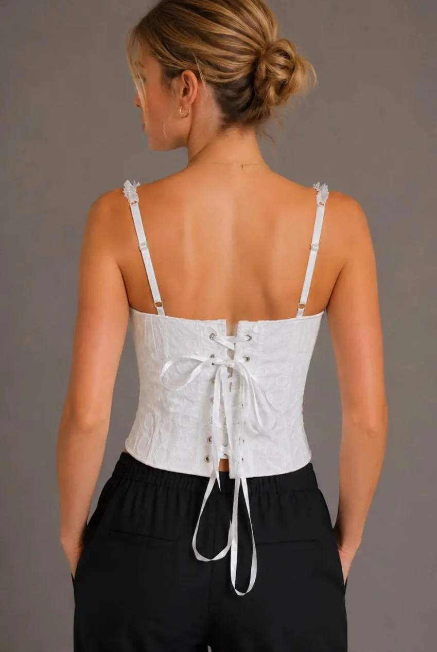 Avinci Top Corsetto pizzo bianco S scollo a cuore