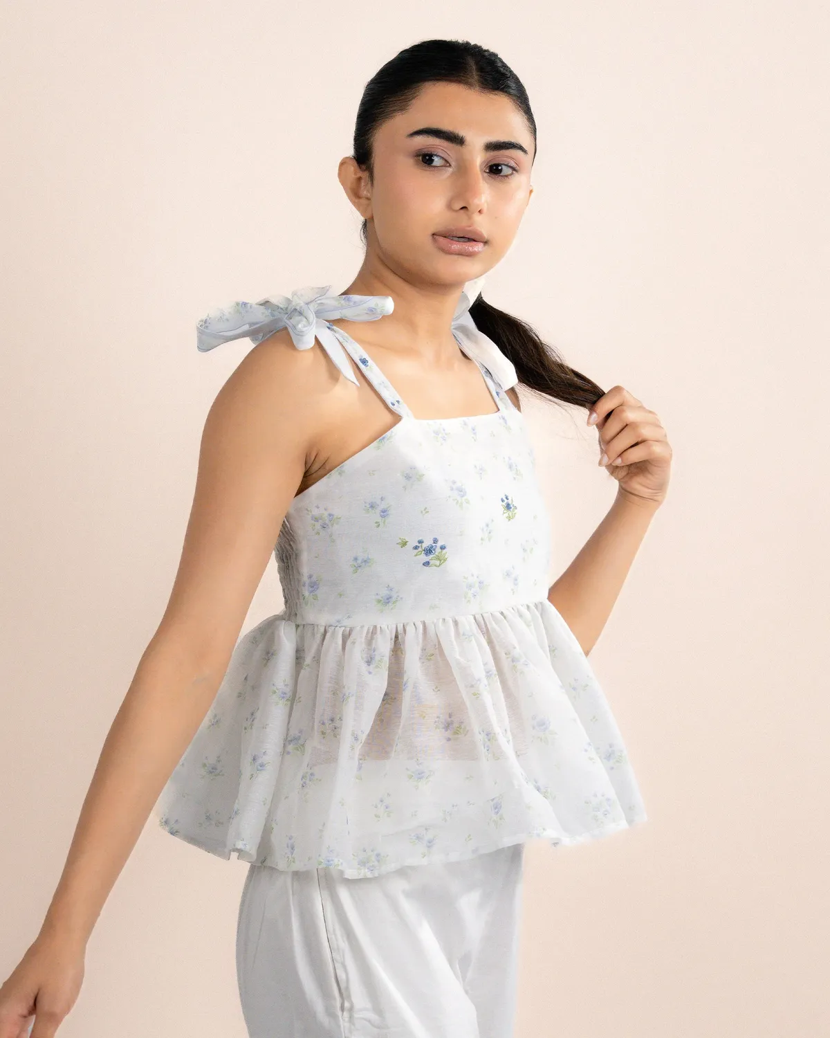 Our Dve Daisy Top Organza Quadri Sea Breezy 20 Pollici