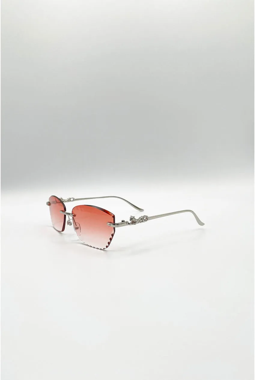 SVNX Cat Eye occhiali da sole arancioni senza montatura