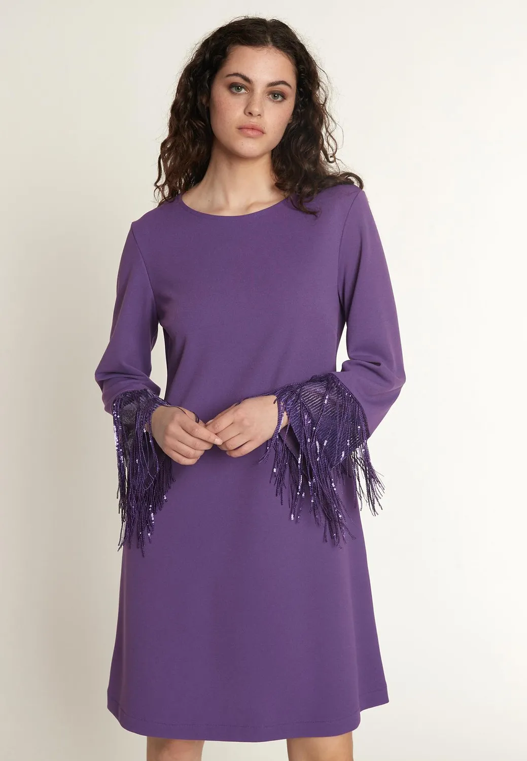 Ana Alcazar Oana abito svasato viola paillettes