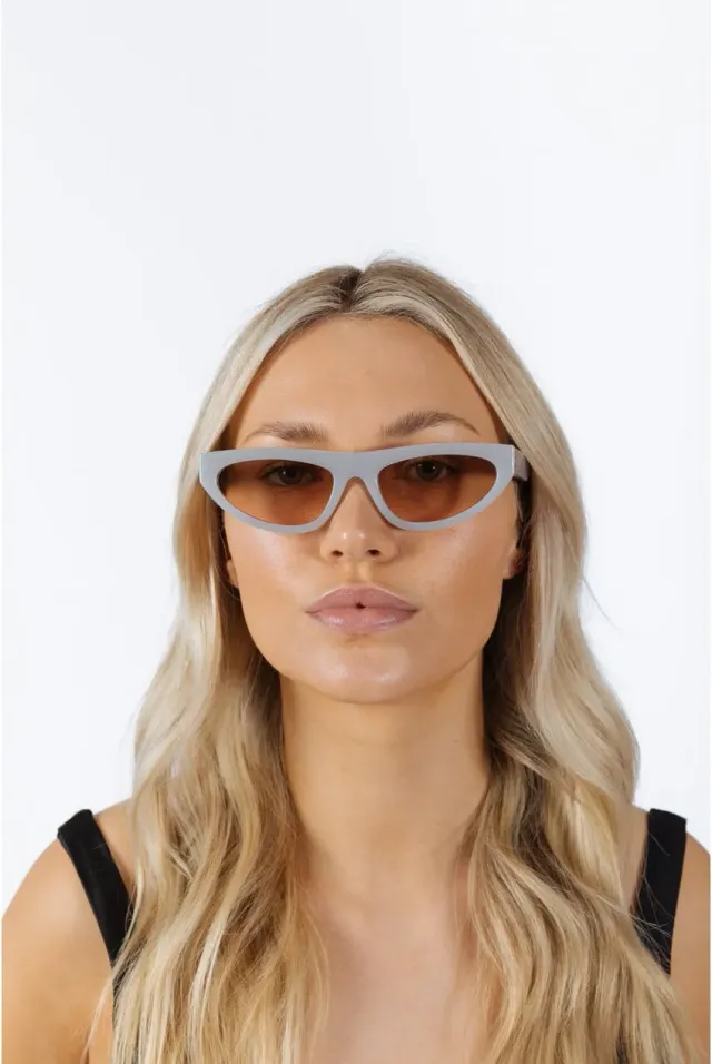SVNX Retro Oval Occhiali da Sole Grigi Lente Gialla